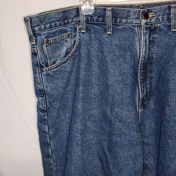 Carhartt Mens 44x30 B172 DST Straight Leg Flannel Lined Medium Wash Jeans Blue - Picture 2 of 9